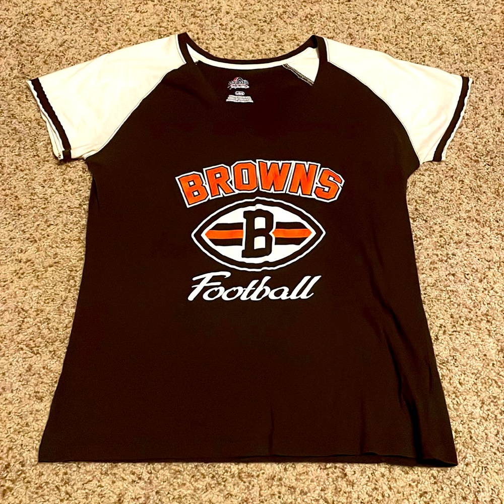 Cleveland Browns Football Women’s V Neck Short Sleeve Shirt Size Large